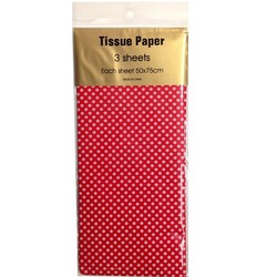 Tissue Paper Printed - 3 sheet - White Dots on Red