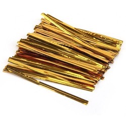 500 x 3" / 8cm - Twist Tie - Metallic Copper Gold