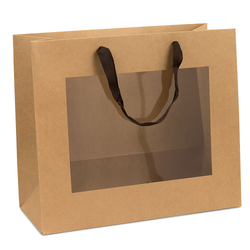 Window Gift Bag - Medium/Large Boutique Matt Finish - Kraft Brown