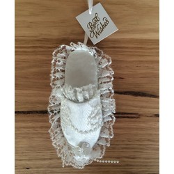White Satin and Lace Wedding Slipper