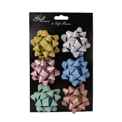 6 x Mini Star Bows - Assorted Glitter Sparkle Pack