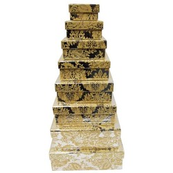 8 x Foil Rigid Boxes & Lids - Silver with Gold Print