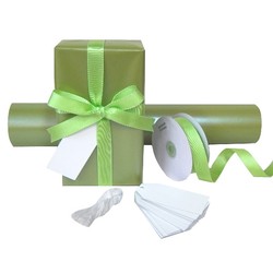 Pack Deal - Pearl Moss Green Wrapping Paper, Grosgrain Ribbons, and Gift Tags