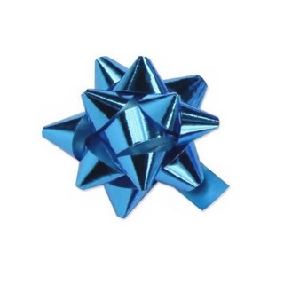 Star Bows - 6.5cm - Metallic Light Blue