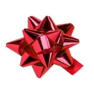 Star Gift Bows - 9cm - Metallic Red