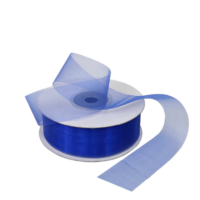 Sheer Organza Cut Edge Ribbon - 25mm x 50m - Royal Blue