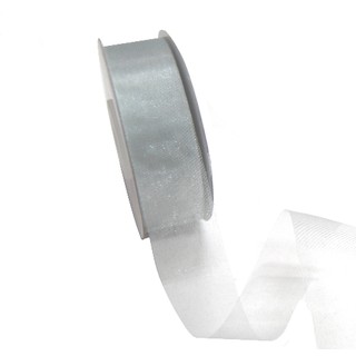 Sheer Organza Cut Edge Ribbon - 25mm x 50m - Silver