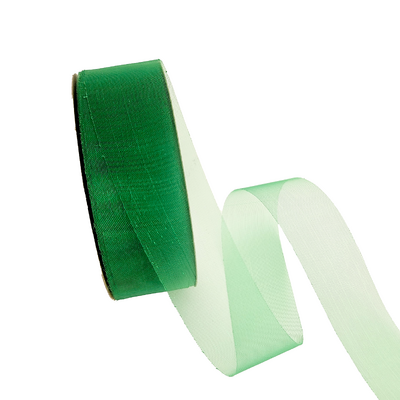 Sheer Organza Cut Edge Ribbon - 25mm x 50m - Emerald Green