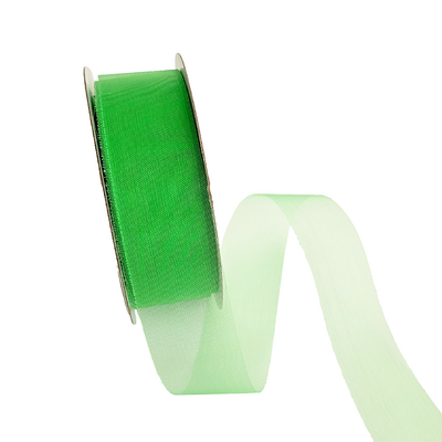 Sheer Organza Cut Edge Ribbon - 25mm x 50m - Green