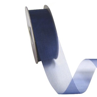 Sheer Organza Cut Edge Ribbon - 25mm x 50m - Navy Blue