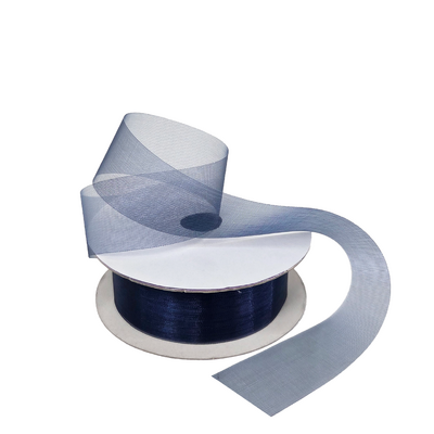 Sheer Organza Cut Edge Ribbon - 25mm x 50m - Navy Blue