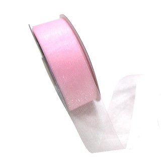 Sheer Organza Cut Edge Ribbon - 25mm x 50m - Light Pink