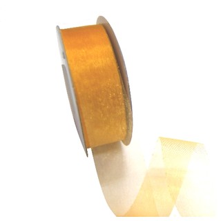Sheer Organza Cut Edge Ribbon - 25mm x 50m - Gold