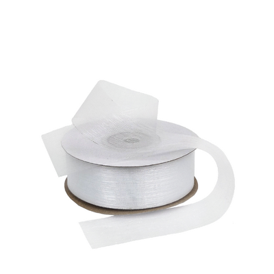 Sheer Organza Cut Edge Ribbon - 25mm x 50m - White