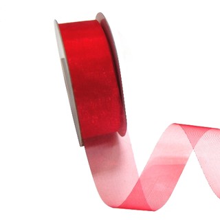 Sheer Organza Cut Edge Ribbon - 25mm x 50m - Red