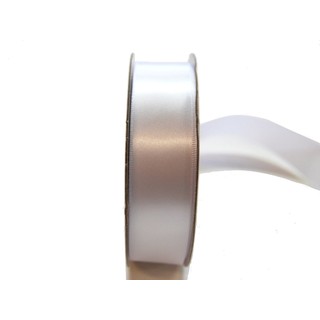 Satin Ribbon - Woven Edge - 25mm x 30m - White
