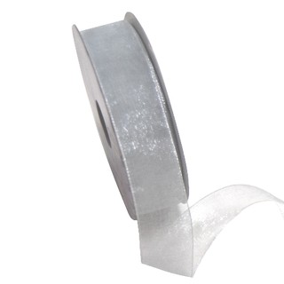 Sheer Organza Woven Edge - 25mm x 25m - Silver