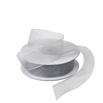 Sheer Organza Woven Edge - 25mm x 25m - Silver