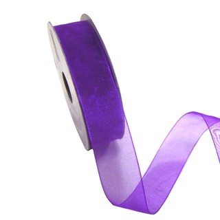 Sheer Organza Woven Edge - 25mm x 25m - Violet