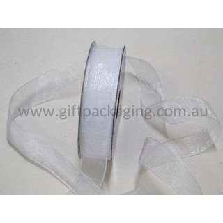 Sheer Organza Woven Edge - 25mm x 25m - White