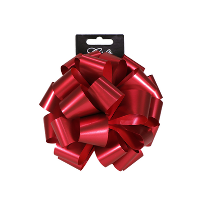 Large Pom Pom Bow - Matt Metallic Red