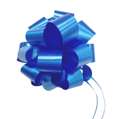 12 x Pull String Pom Pom Bows - Royal Blue Gift Bows