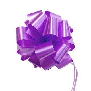 12 x Pull String Pom Pom Bow - Purple