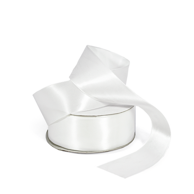 Satin Ribbon - Woven Edge - 38mm x 30m - White
