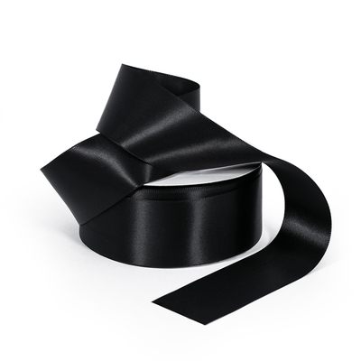 Satin Ribbon - Woven Edge - 38mm x 30m - Black