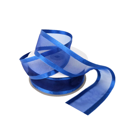 Sheer Organza Satin Edge Ribbon - 38mm x 25m - Royal Blue
