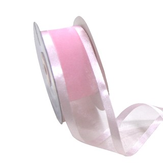 Sheer Organza Satin Edge Ribbon - 38mm x 25m - Light Pink