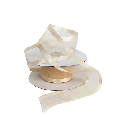 Sheer Organza Satin Edge Ribbon - 38mm x 25m - Cream