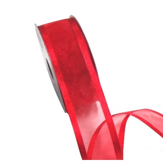 Sheer Organza Satin Edge Ribbon - 38mm x 25m - Red
