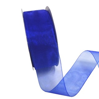 Sheer Organza Woven Edge - 38mm x 25m - Blue