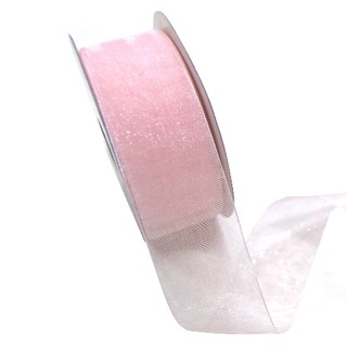 Sheer Organza Woven Edge - 38mm x 25m - Light Pink