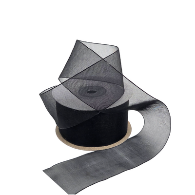 Sheer Organza Woven Edge - 38mm x 25m - Black