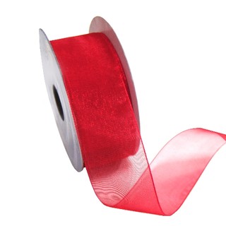 Sheer Organza Woven Edge - 38mm x 25m - Red