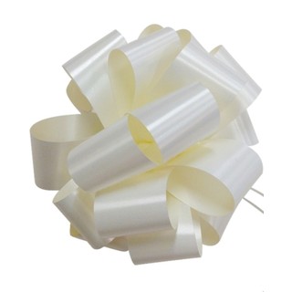 10 x Jumbo - Pull String Pom Pom Bow - 16cm - Ivory Cream