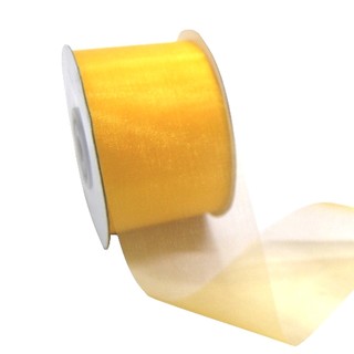 Sheer Organza Cut Edge Ribbon - 50mm x 25m - Yellow