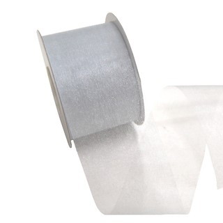 Sheer Organza Cut Edge Ribbon - 50mm x 25m - Silver