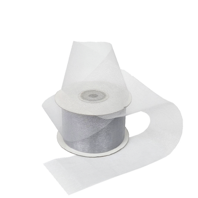 Sheer Organza Cut Edge Ribbon - 50mm x 25m - Silver
