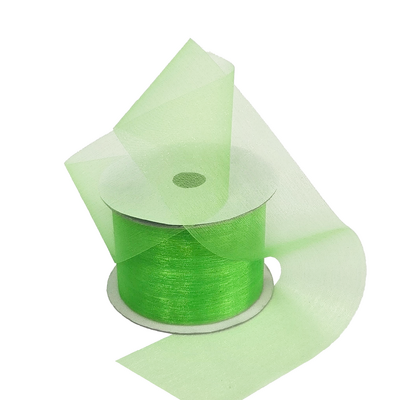 Sheer Organza Cut Edge Ribbon - 50mm x 25m - Light Green