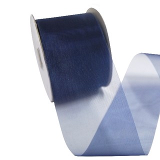 Sheer Organza Cut Edge Ribbon - 50mm x 25m - Navy Blue
