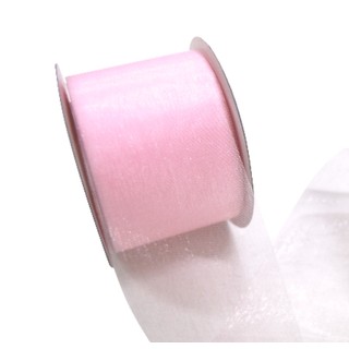 Sheer Organza Cut Edge Ribbon - 50mm x 25m - Light Pink