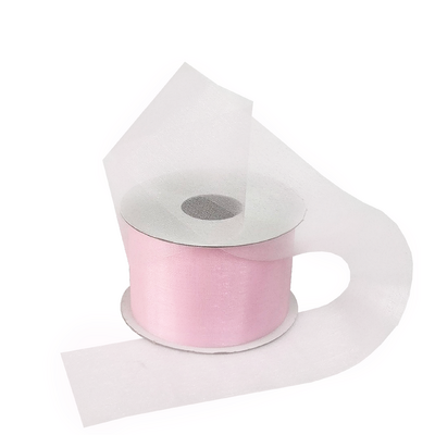Sheer Organza Cut Edge Ribbon - 50mm x 25m - Light Pink