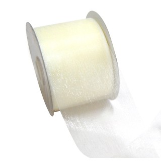 Sheer Organza Cut Edge Ribbon - 50mm x 25m - Cream
