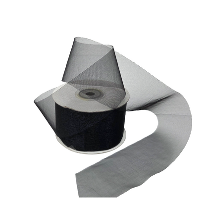 Sheer Organza Cut Edge Ribbon - 50mm x 25m - Black