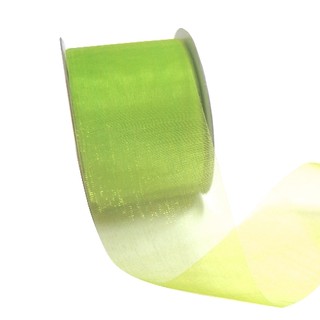 Sheer Organza Cut Edge Ribbon - 50mm x 25m - Lime Green