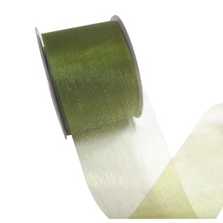 Sheer Organza Cut Edge Ribbon - 50mm x 25m - Avocado