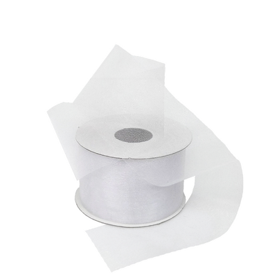 Sheer Organza Cut Edge Ribbon - 50mm x 25m - White